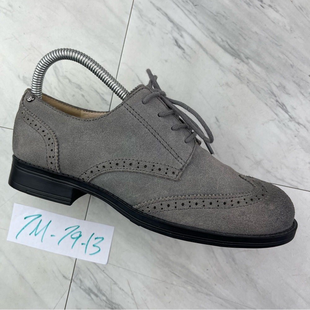 Sam Edelman women’s 7 M / 37.5 gray suede leather wing tip derby Oxford shoes